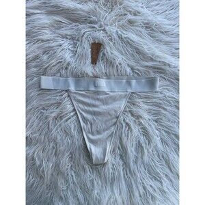 Skims Cotton Rib Thong Bone Size Large